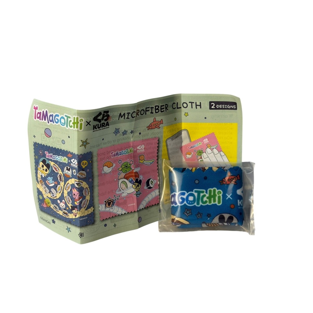 Tamagotchi x Kura Sushi Bikkura Pon Microfiber Cloth Blue NEW